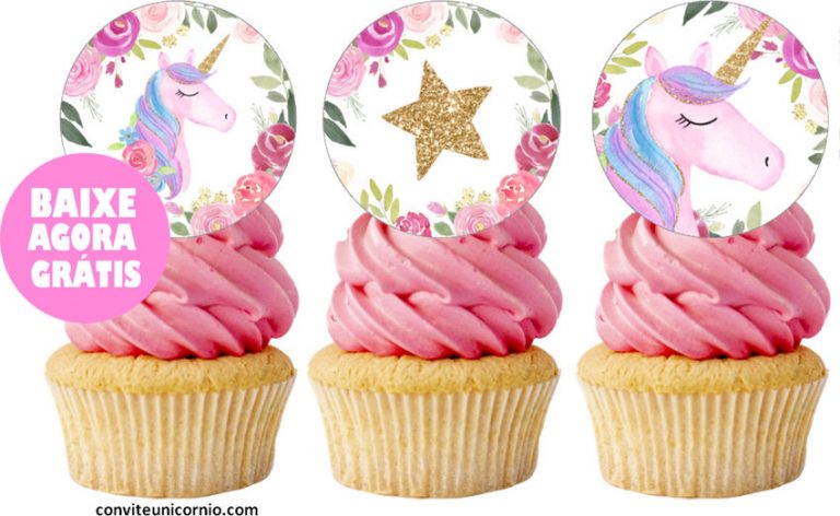 Unicórnio Cupcake Toppers