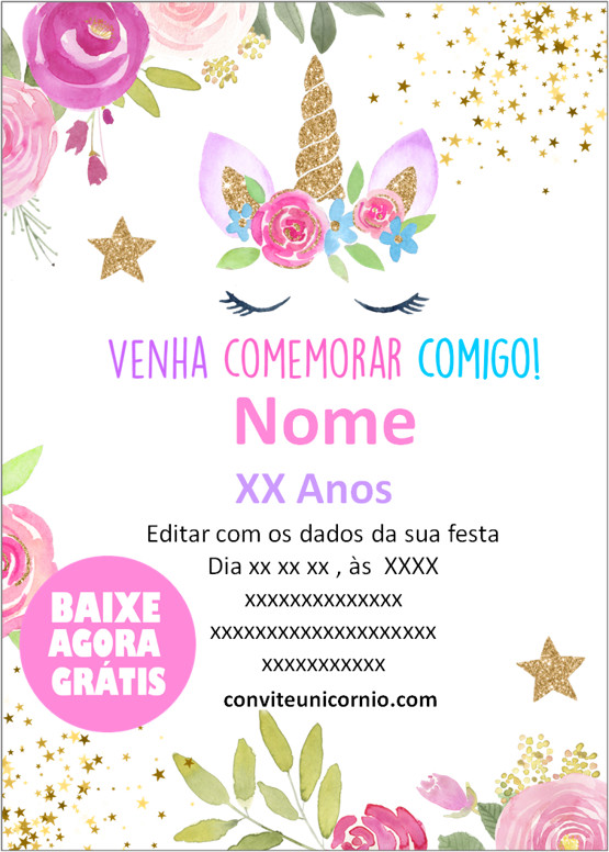 convite de unicórnio