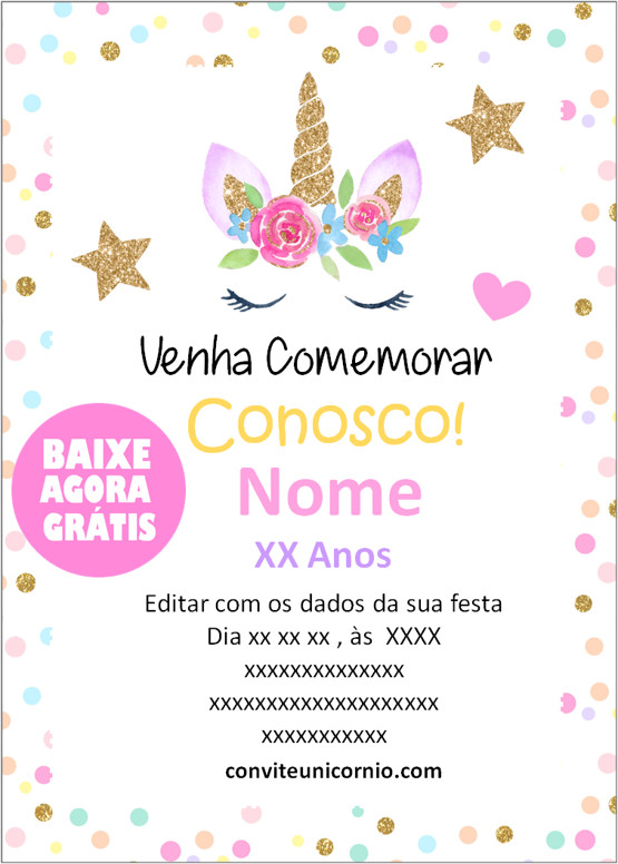 imagem de convite de unicórnio