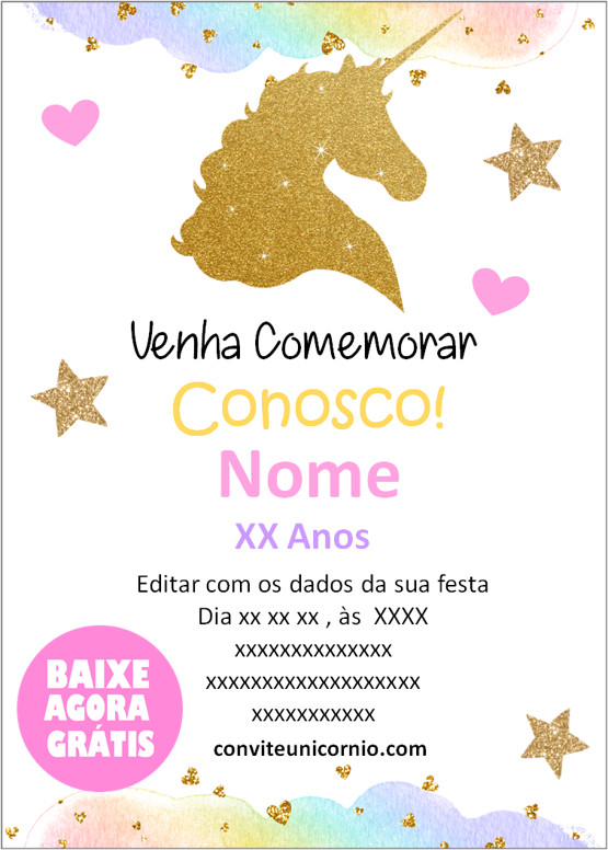 convite únicornio