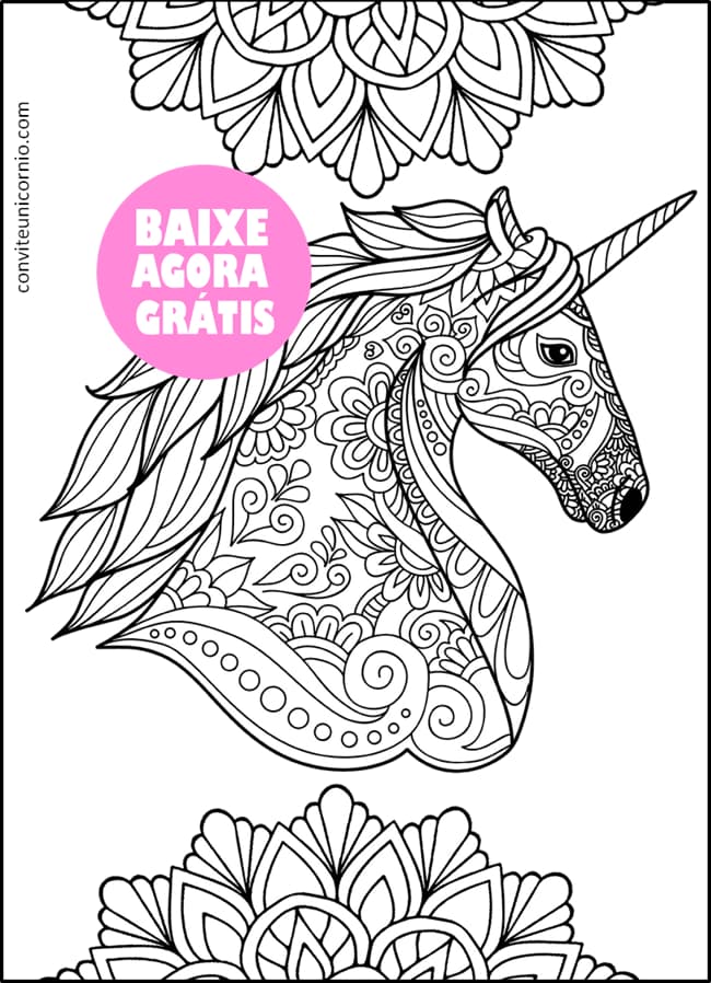 mandala unicórnio para colorir grátis