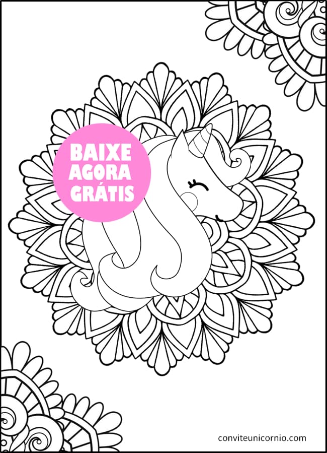mandala unicórnio infantil para colorir
