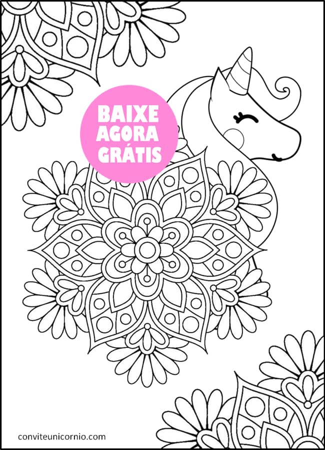 mandala unicórnio para colorir detalhada