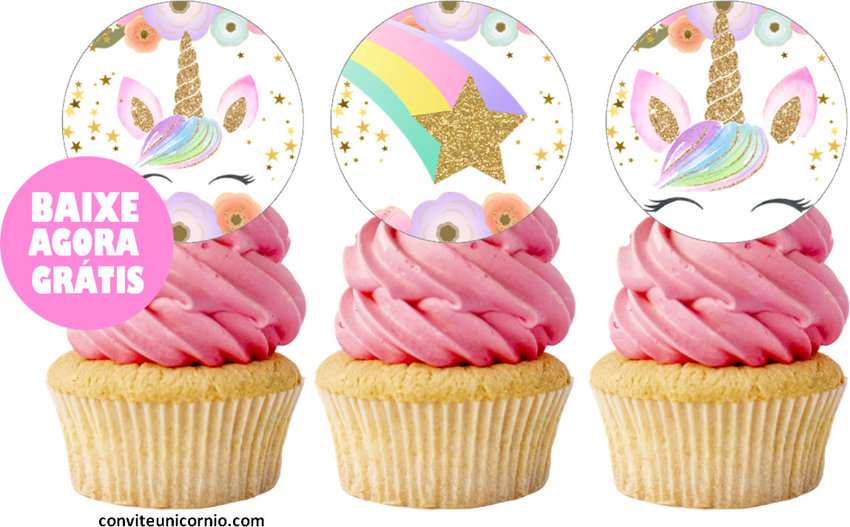 topper unicórnio para cupcake pdf